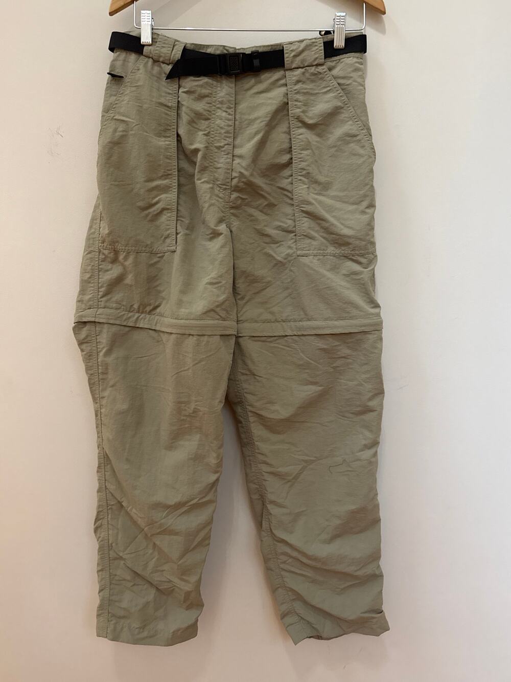 The North Face Pants Womens Large Beige Convertible Hiking Nylon Belted Zip Off